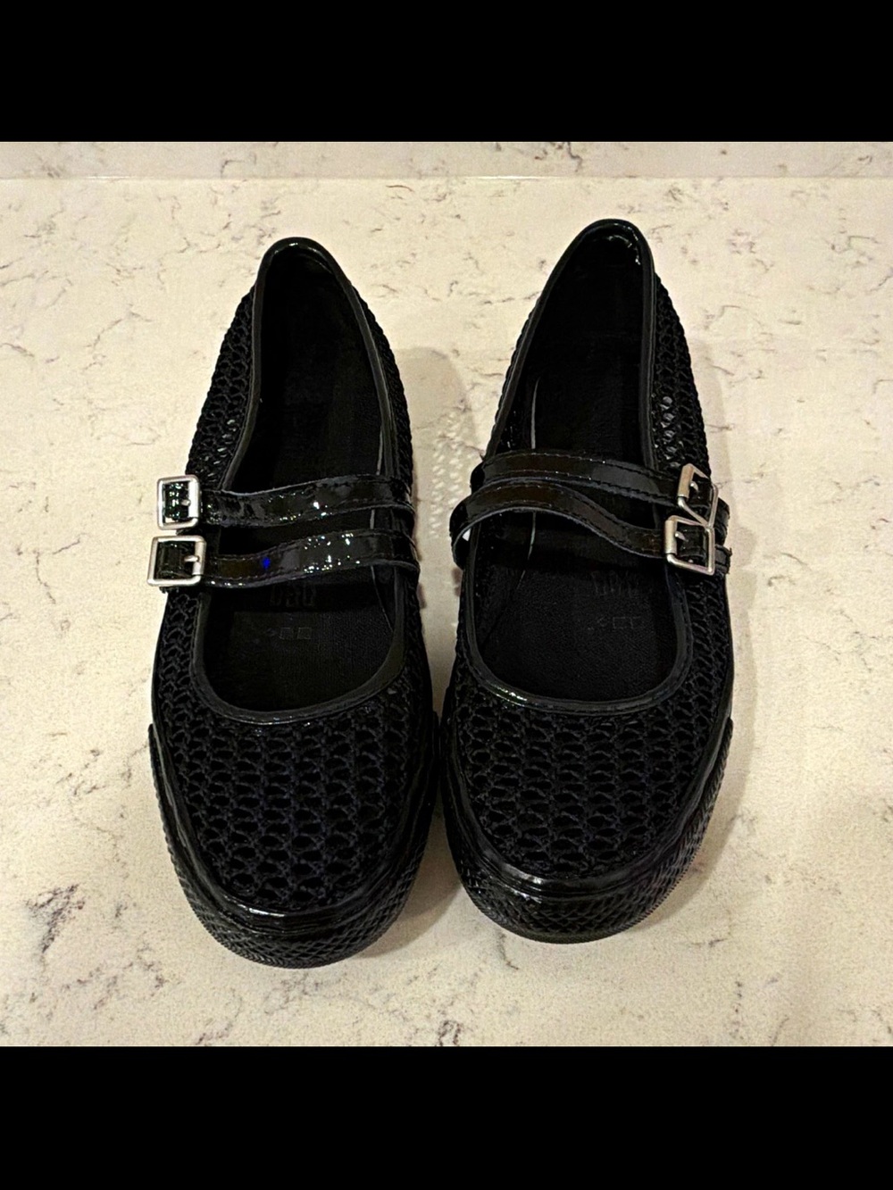 Converse Black Mesh Mary Jane Flats with Double Buckle Strap Size 9 NWOT